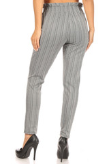 Striped Chevron High Waisted Paper Bag Tie Front Pants