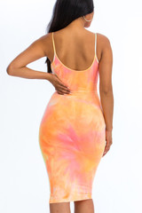 Tie Dye Spaghetti Strap Bodycon Midi Dress