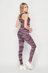 2 Piece Seamless Pink Camouflage Tank Top and Legging Set