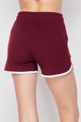 Back side image of Burgundy Buttery Smooth Drawstring Waist Dolphin Shorts with Pockets