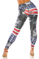 Painted USA Flag High Waisted Sport Leggings