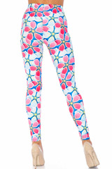 Creamy Soft Pink and Blue Sunshine Floral Plus Size Leggings - USA Fashion™
