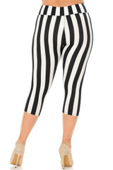 Buttery Smooth Vertical Wide Stripe High Waisted Plus Size Capris - 3 Inches