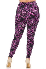 Buttery Smooth Electric Fuchsia Music Note Extra Plus Size Leggings - 3X-5X