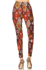 Buttery Smooth Rust Diamond Mandala Leggings