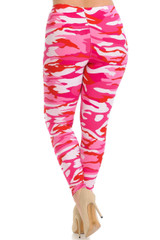 Brushed  Pink Camouflage Extra Plus Size Leggings - 3X-5X