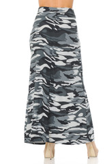 Charcoal Camouflage Plus Size Buttery Smooth Maxi Skirt