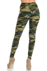 Brushed  Green Camouflage High Waisted Leggings