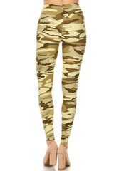 Brushed Light Olive Camouflage Plus Size Leggings - 3X-5X