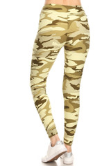 Brushed Light Olive Camouflage High Waisted Plus Size Leggings