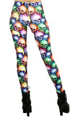 Back side image of Premium Graphic Colorful Rage Skull Leggings