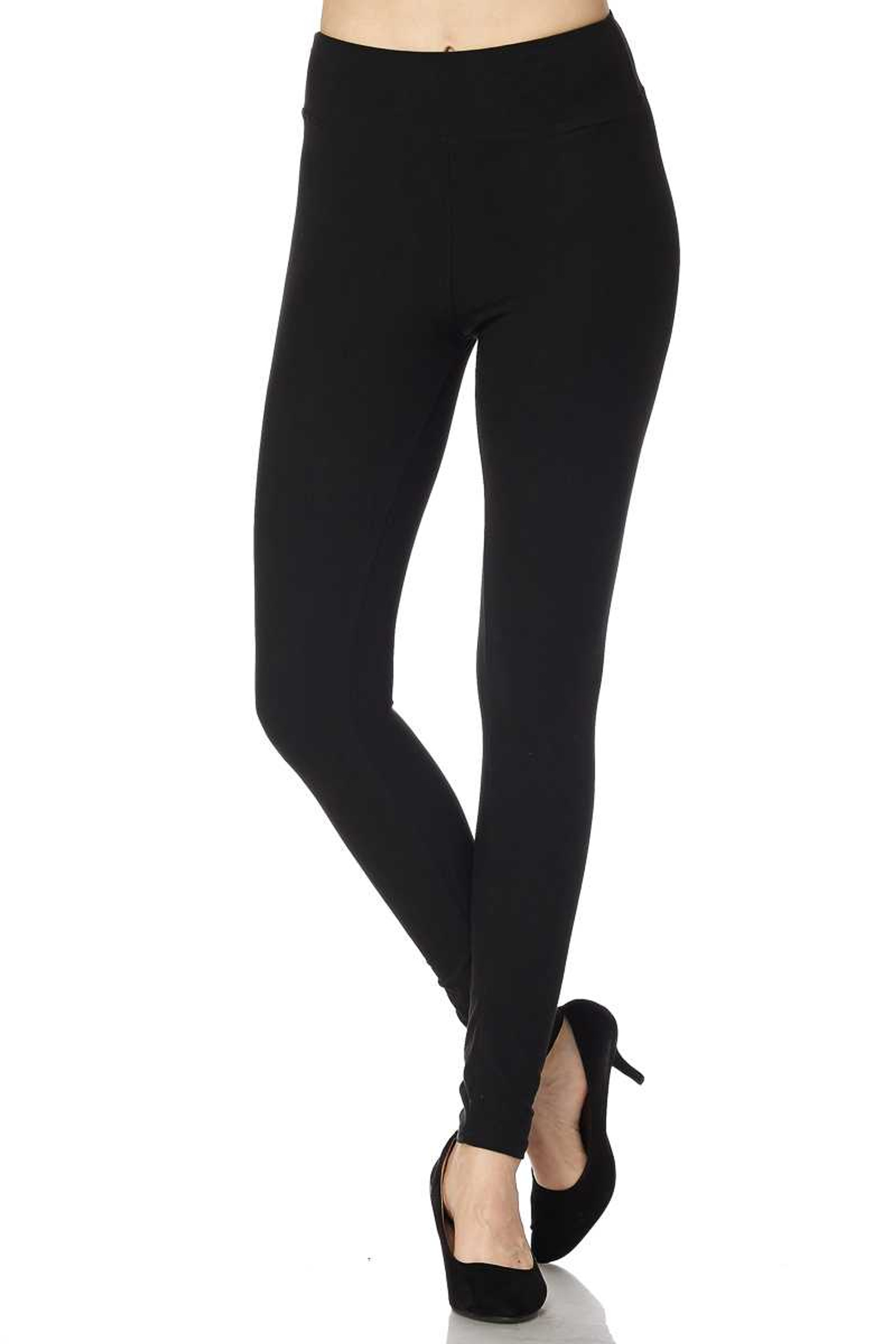 Brushed High Waisted Basic Solid Leggings - 3 Inch Waist