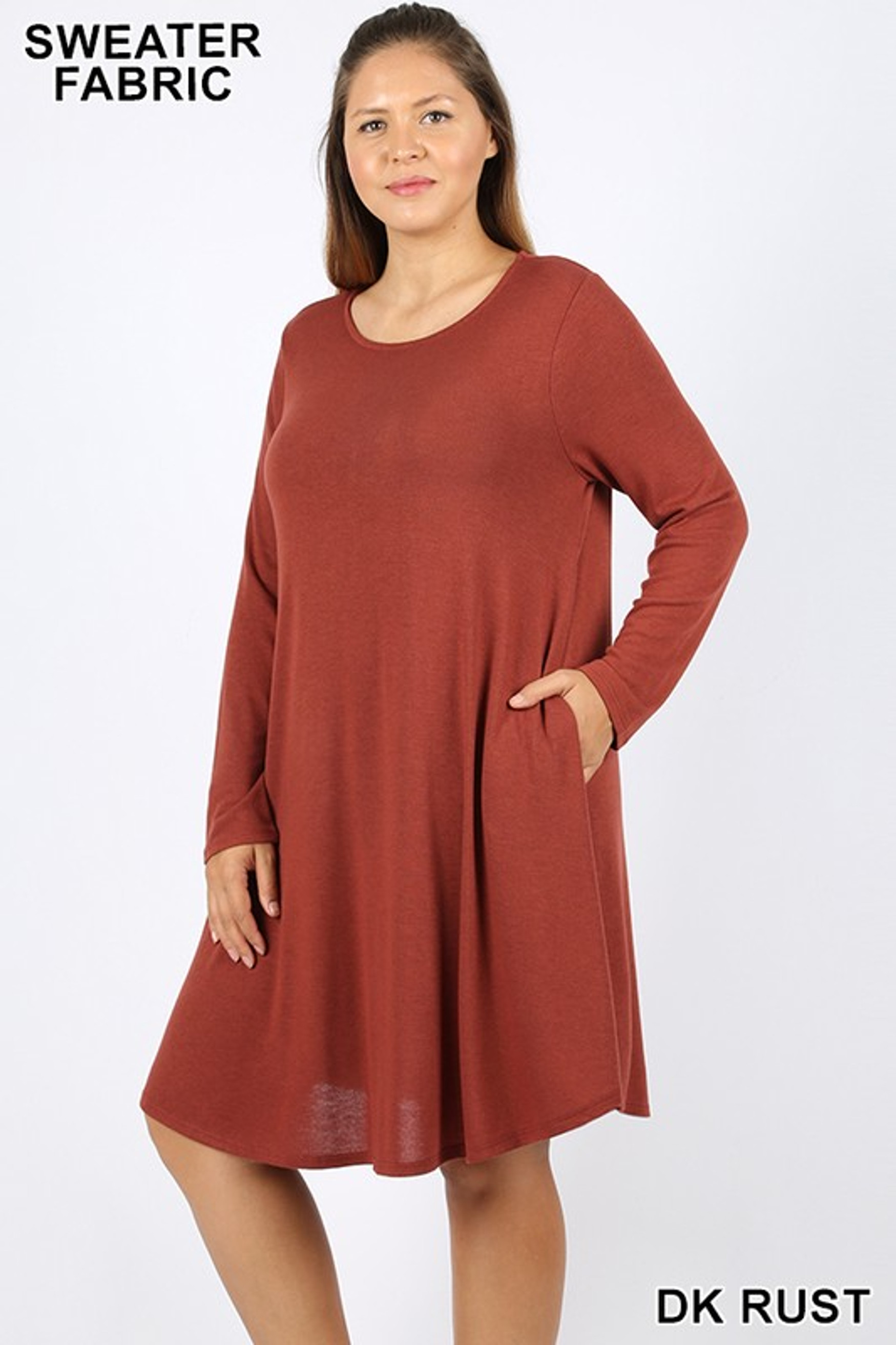 Premium Long Sleeve Sweater Longline Plus Size Tunic with Pockets