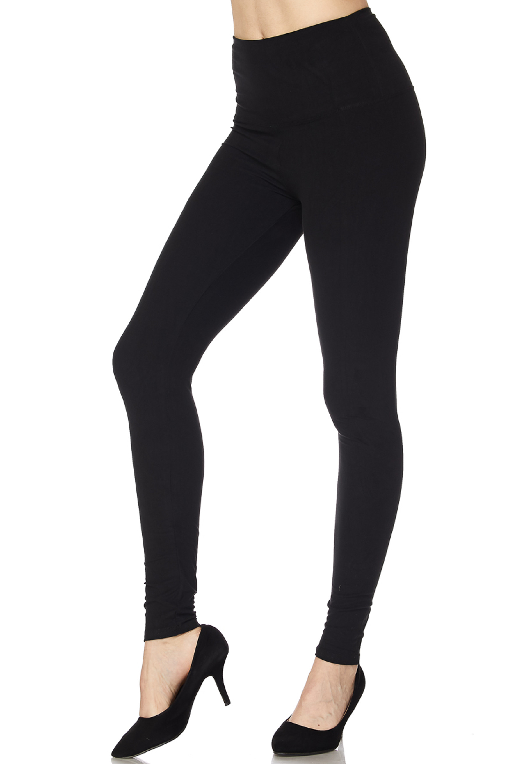 Brushed High Waisted Basic Solid Leggings - 5 Inch Waist