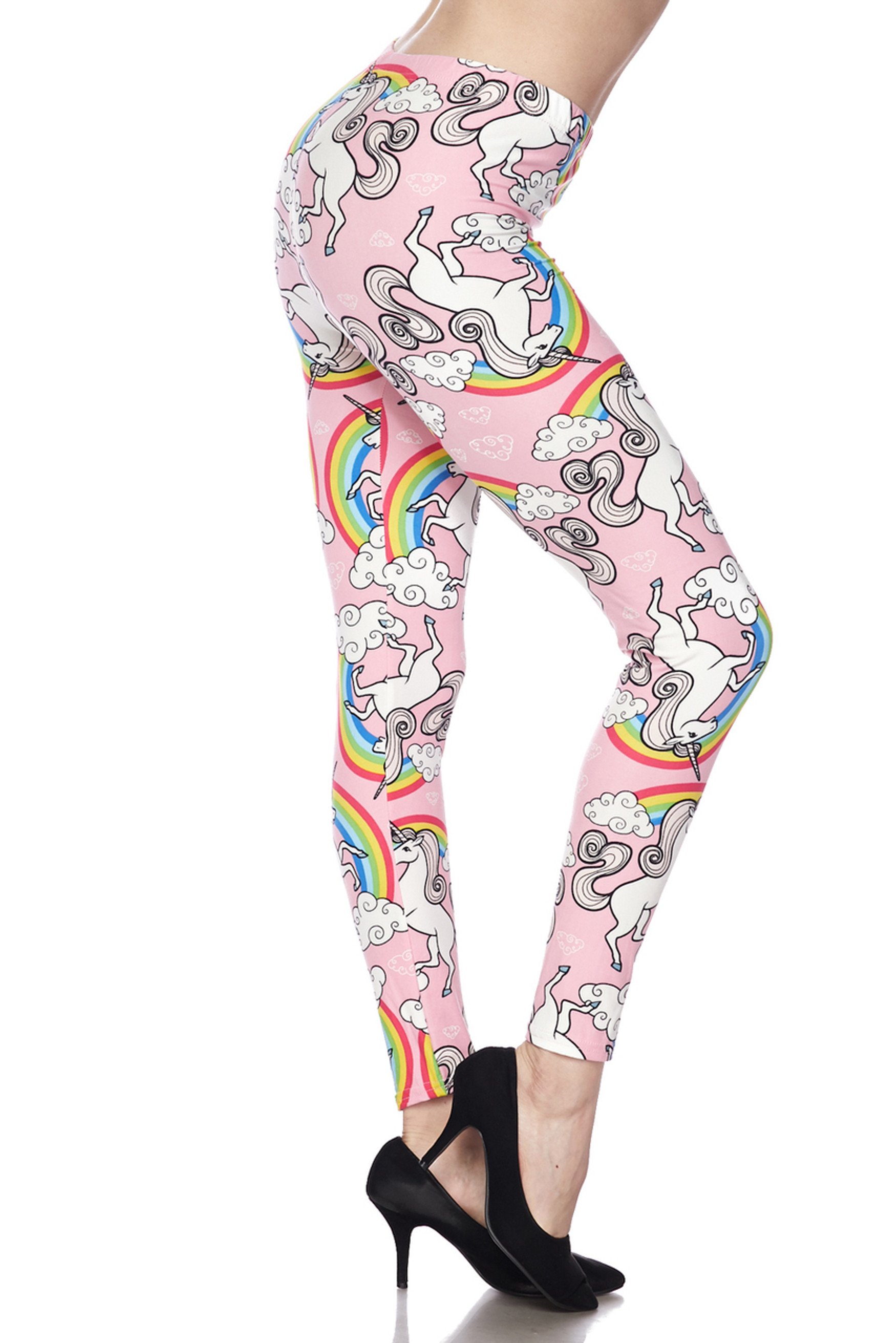 Brushed Pink Rainbow Unicorn Plus Size Leggings