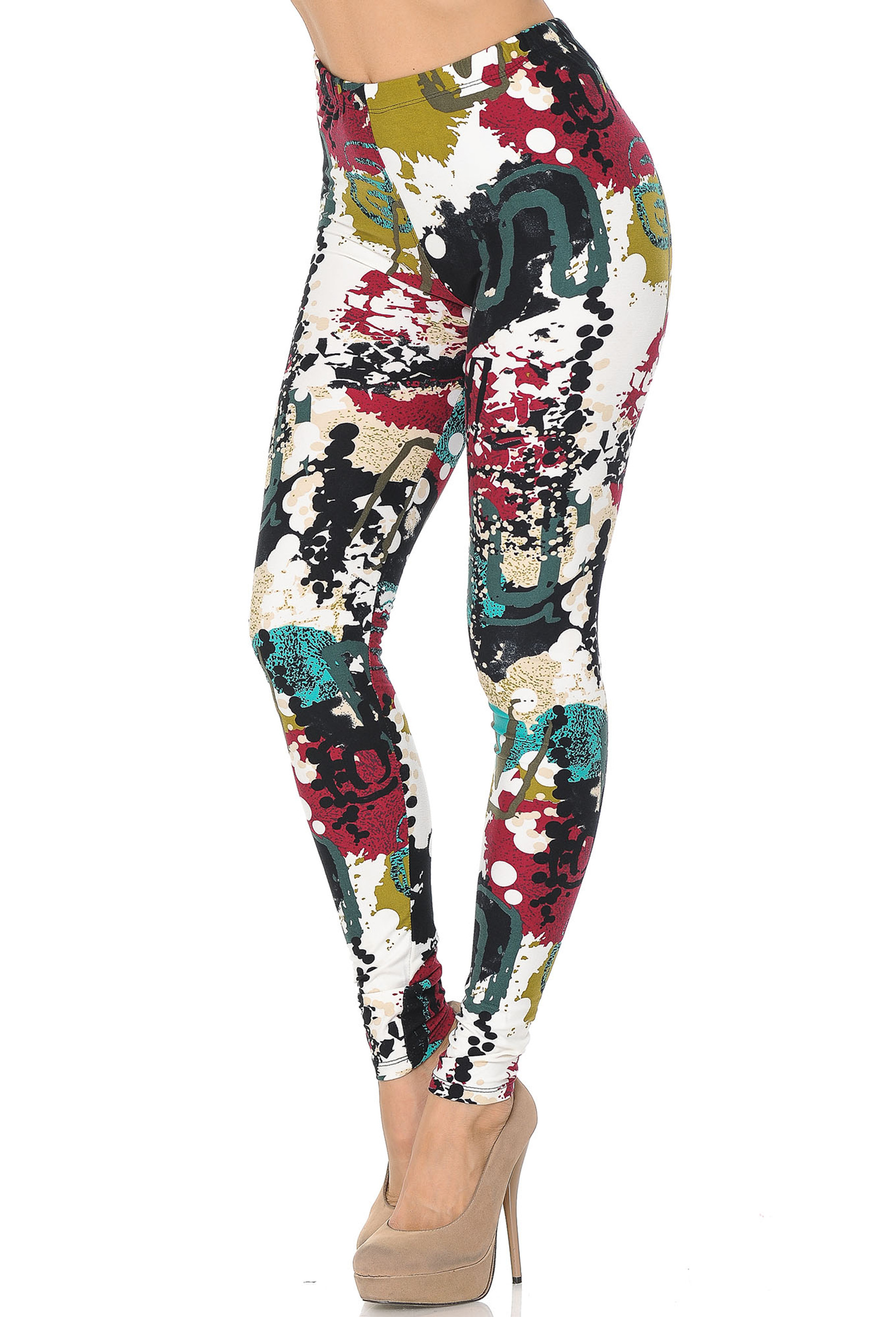 Soft Brushed Summer Picasso Plus Size Leggings