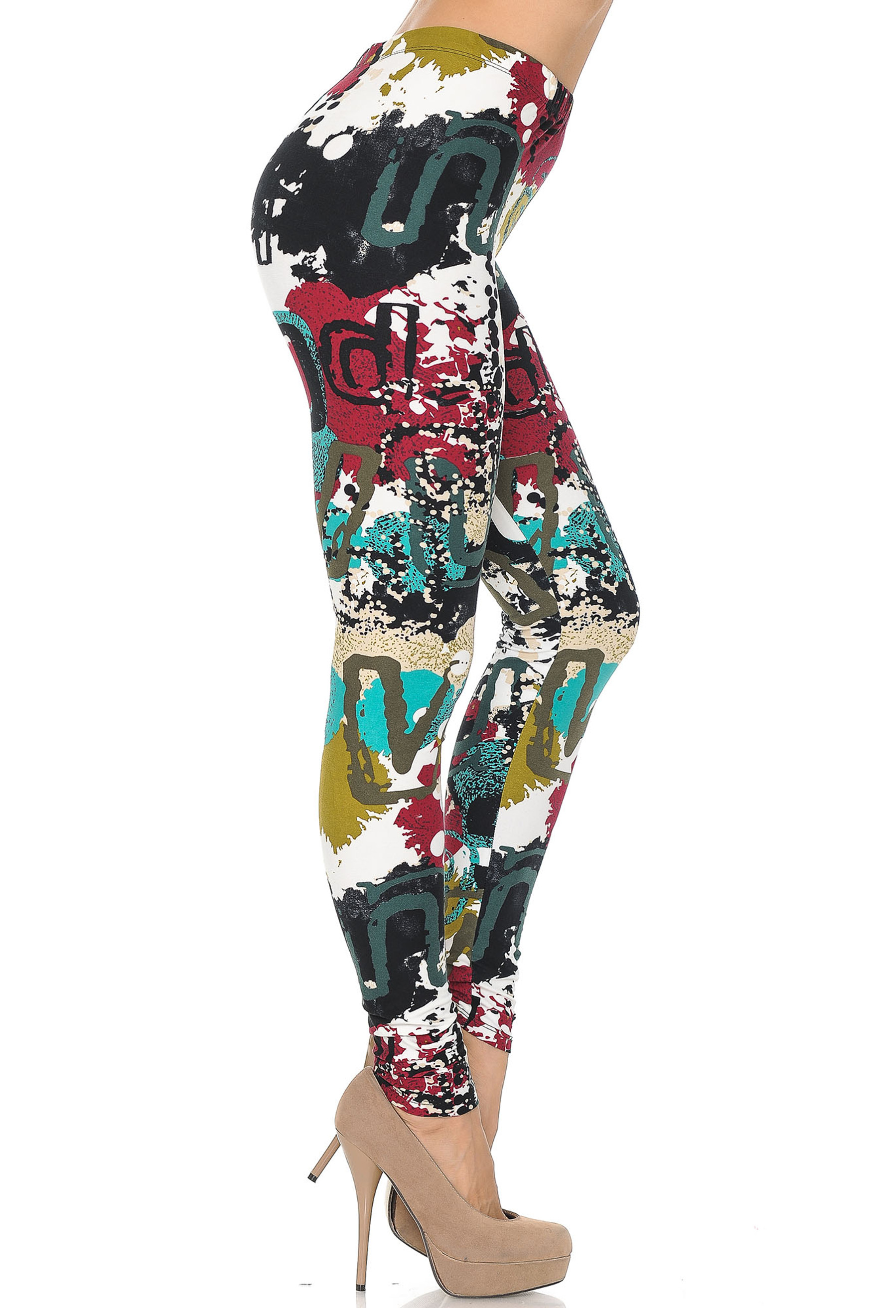 Soft Brushed Summer Picasso Plus Size Leggings