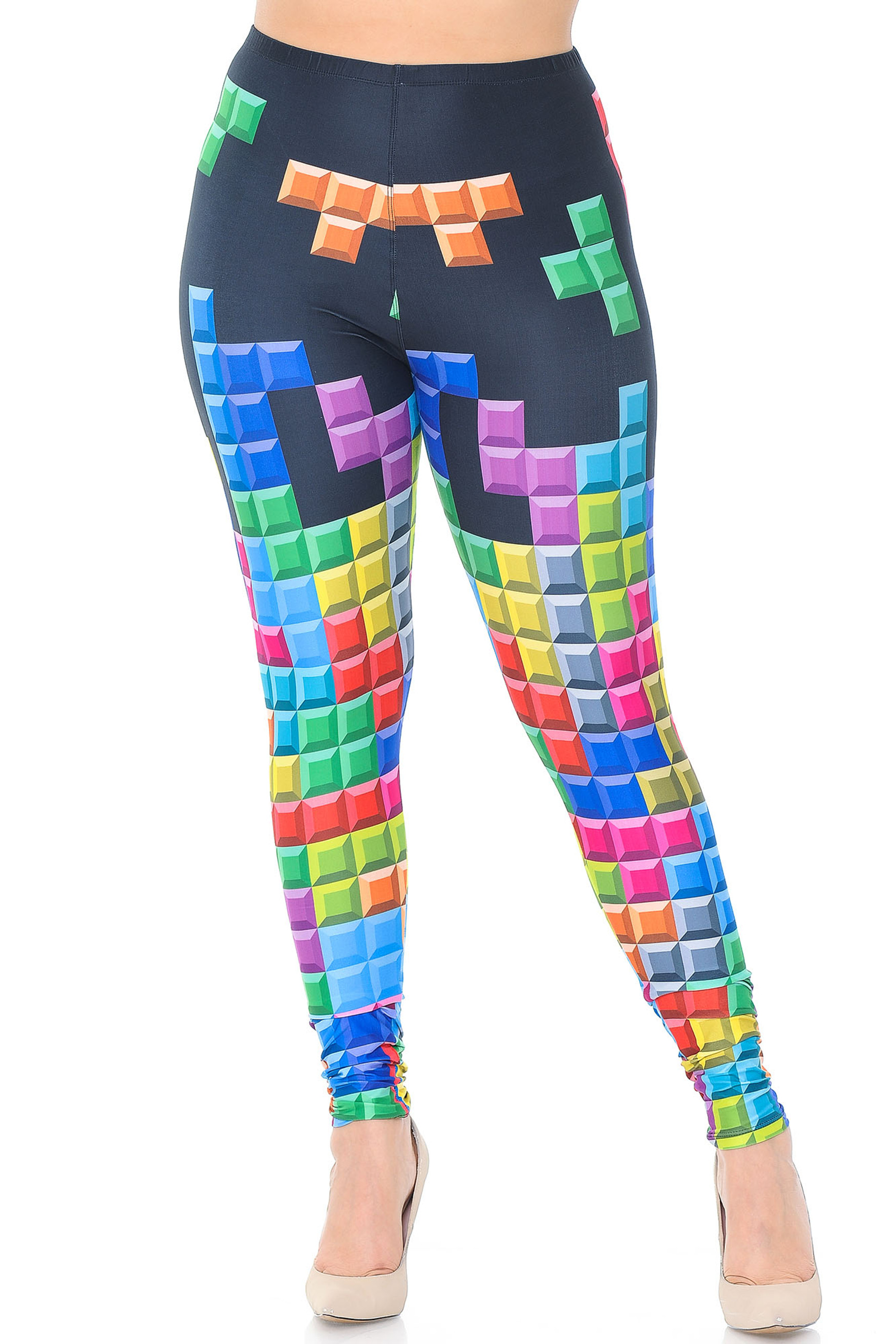 Creamy Soft Tetris Extra Plus Size Leggings - 3X-5X