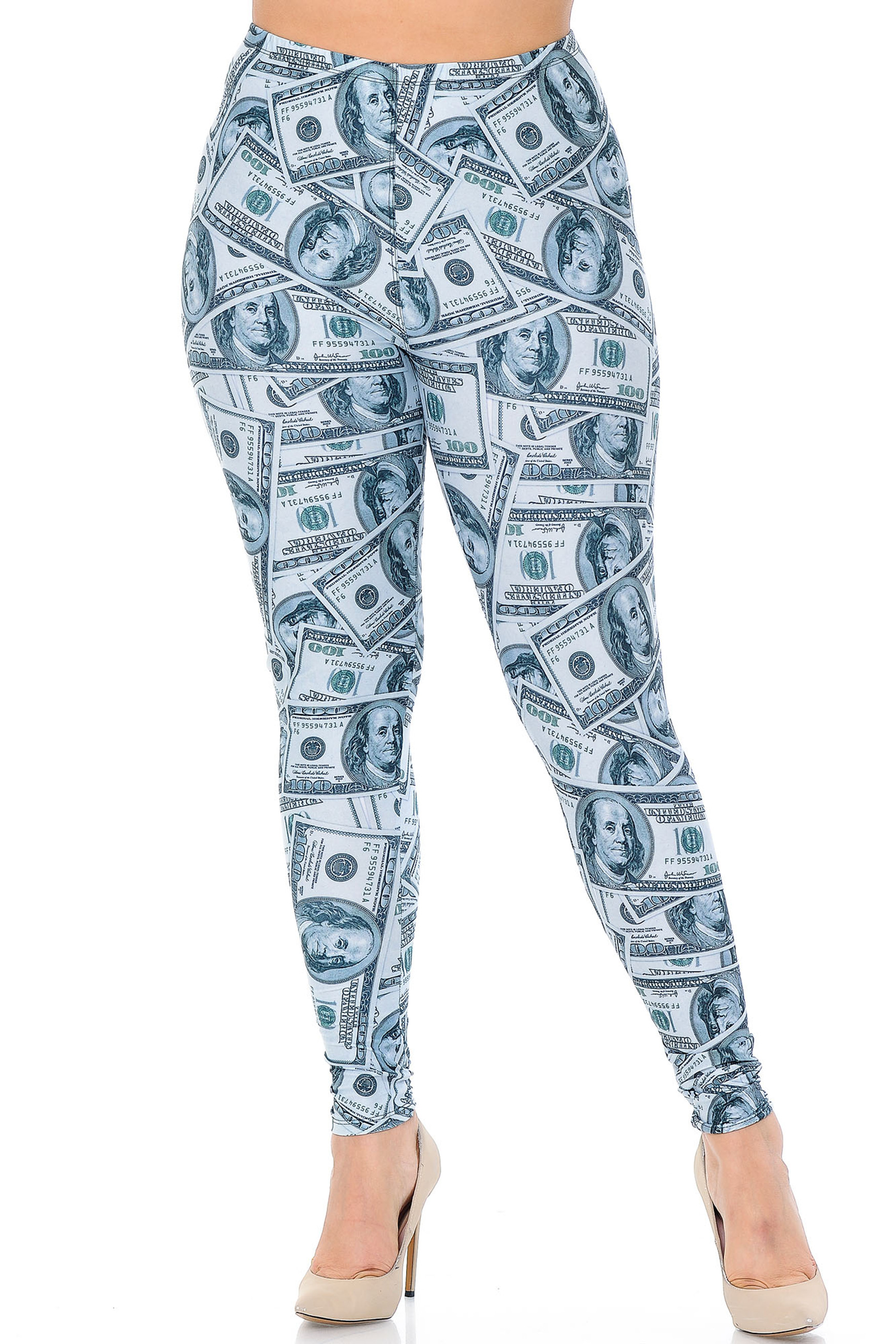 Creamy Soft Raining Money Extra Plus Size Leggings - 3X-5X - USA Fashion™