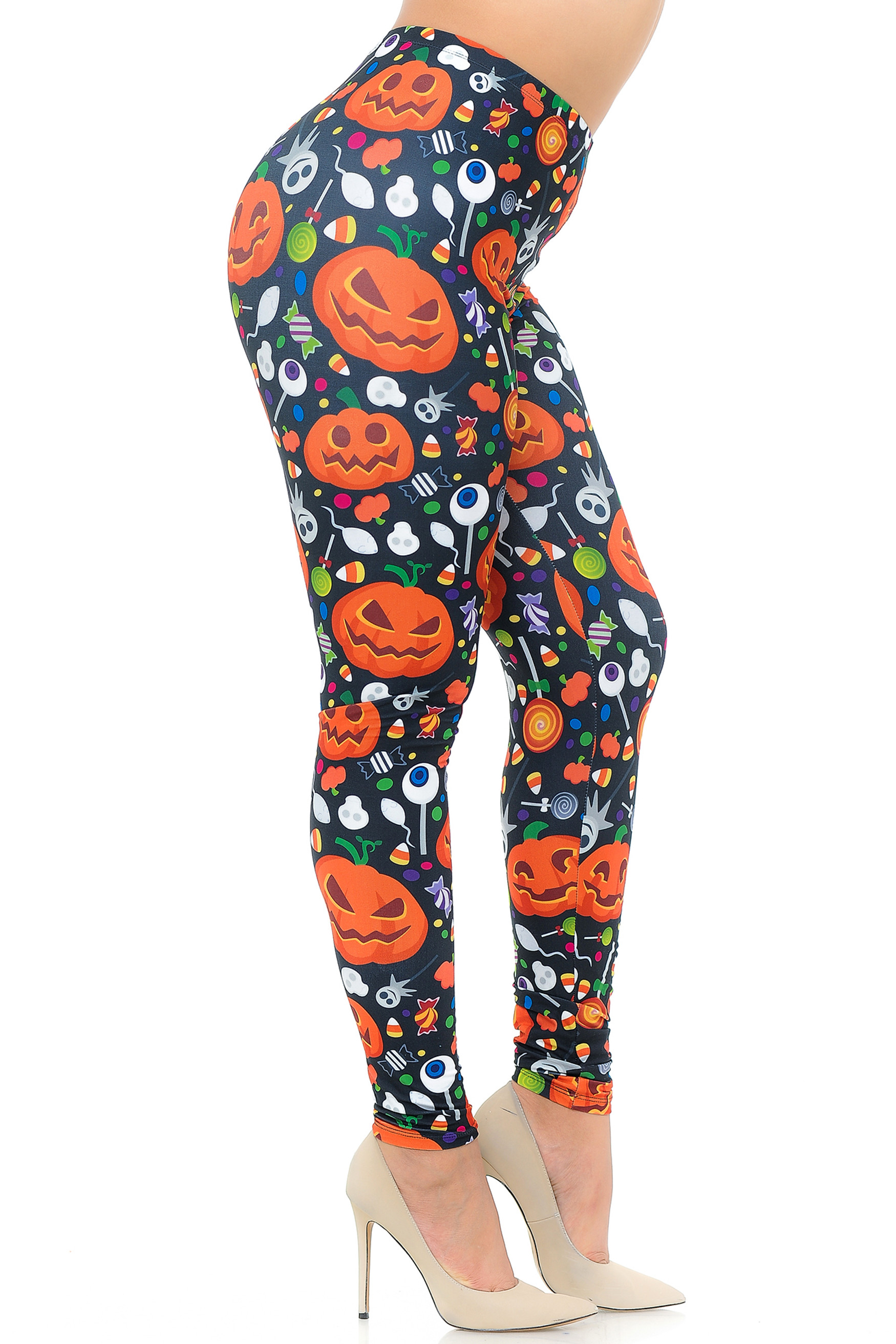 Creamy Soft Pumpkins and Halloween Candy Plus Size Leggings - USA Fashion™