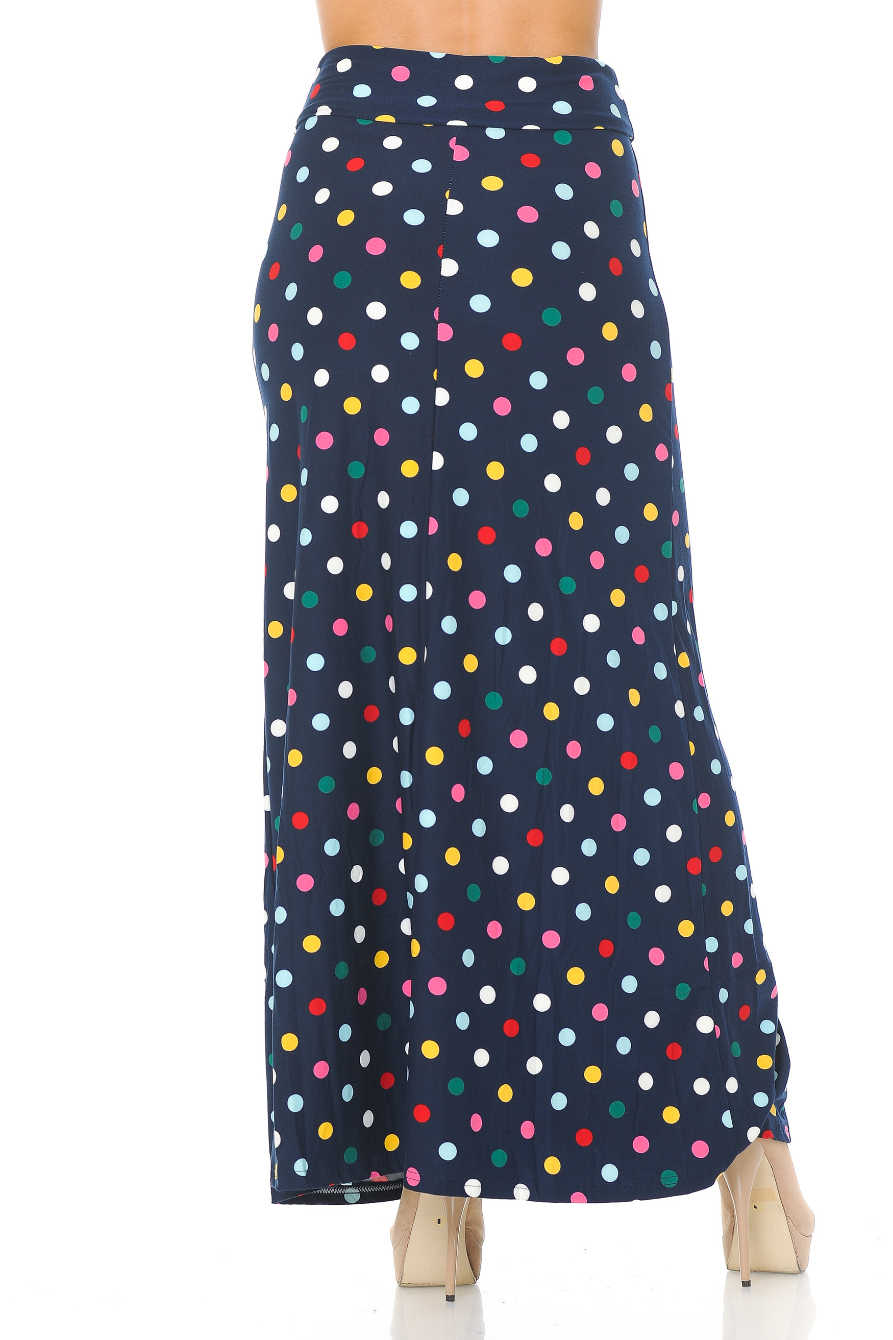 Brushed Colorful Polka Dot Maxi Skirt