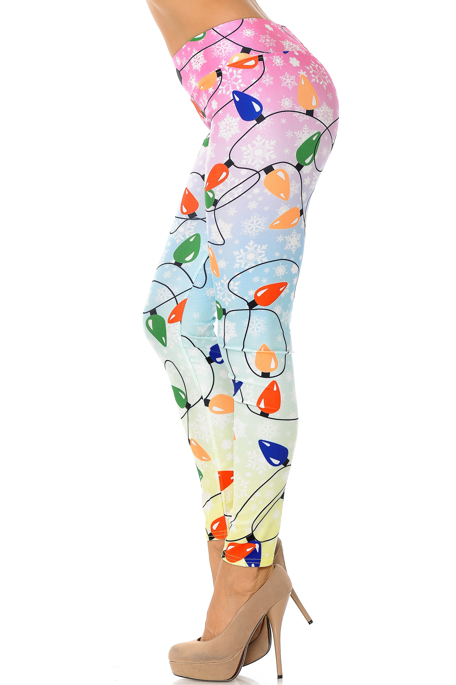 Ombre Christmas Lights High Waisted Leggings - Plus Size