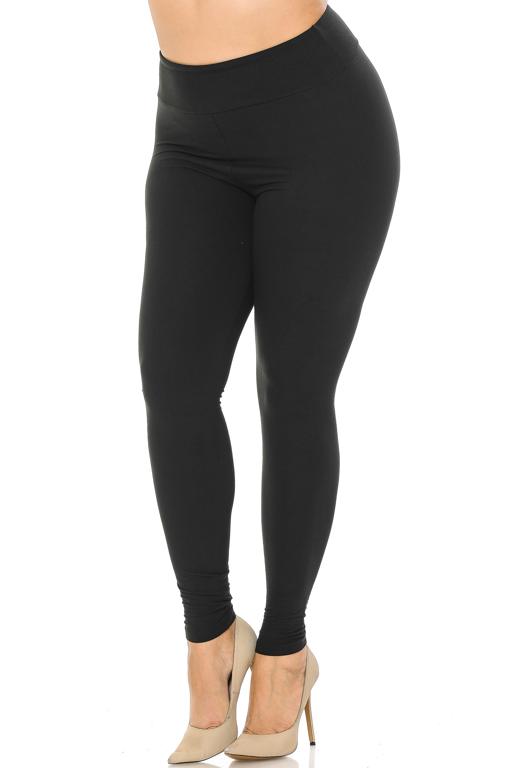Buttery Soft Basic Solid Plus Size Leggings - EEVEE - 3 Inch