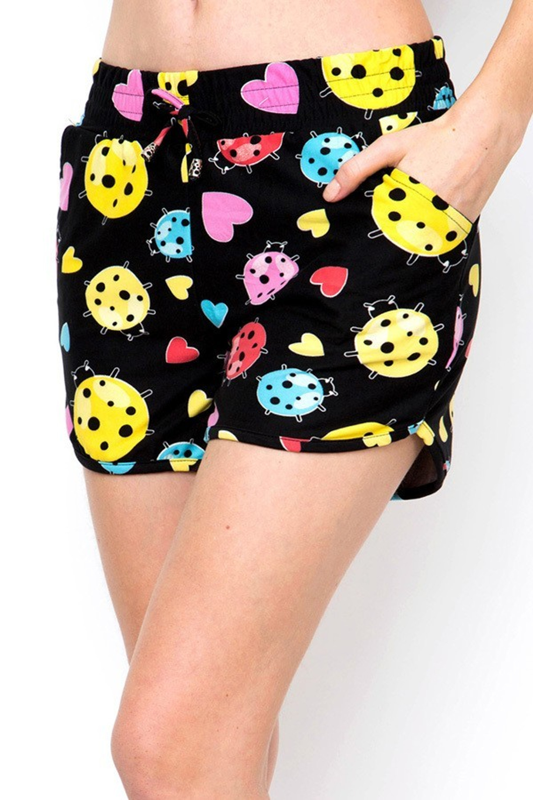 Buttery Smooth Ladybugs and Hearts Dolphin Shorts