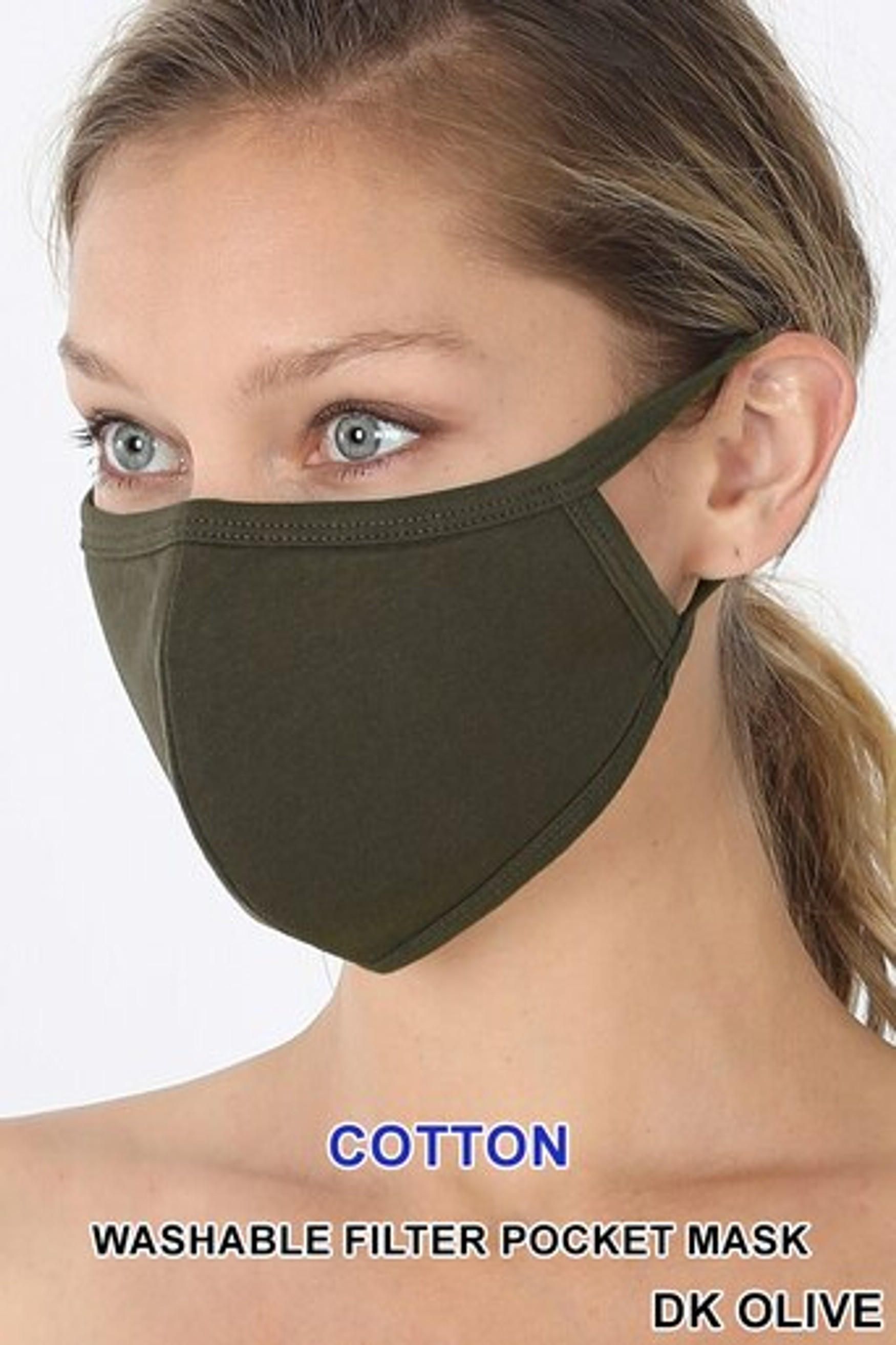 Dark Olive Solid Cotton Face Mask - Imported
