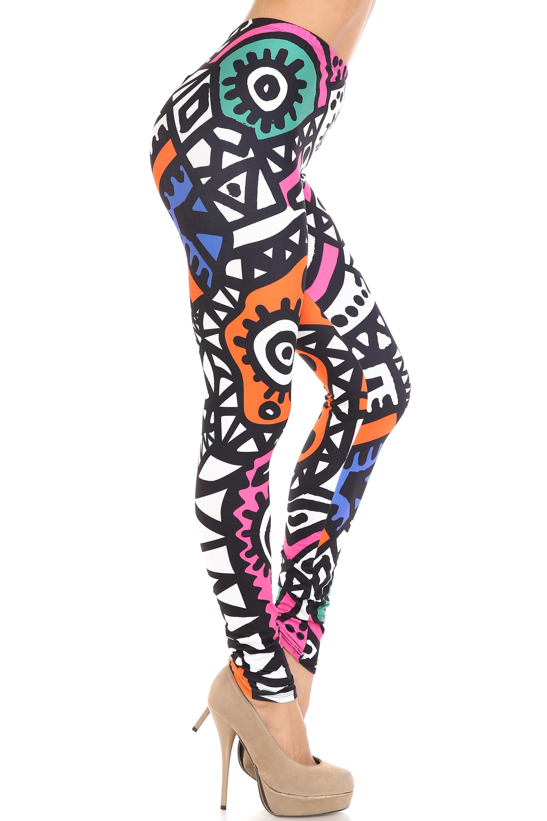 Creamy Soft Color Tribe Plus Size Leggings - By USA Fashion™