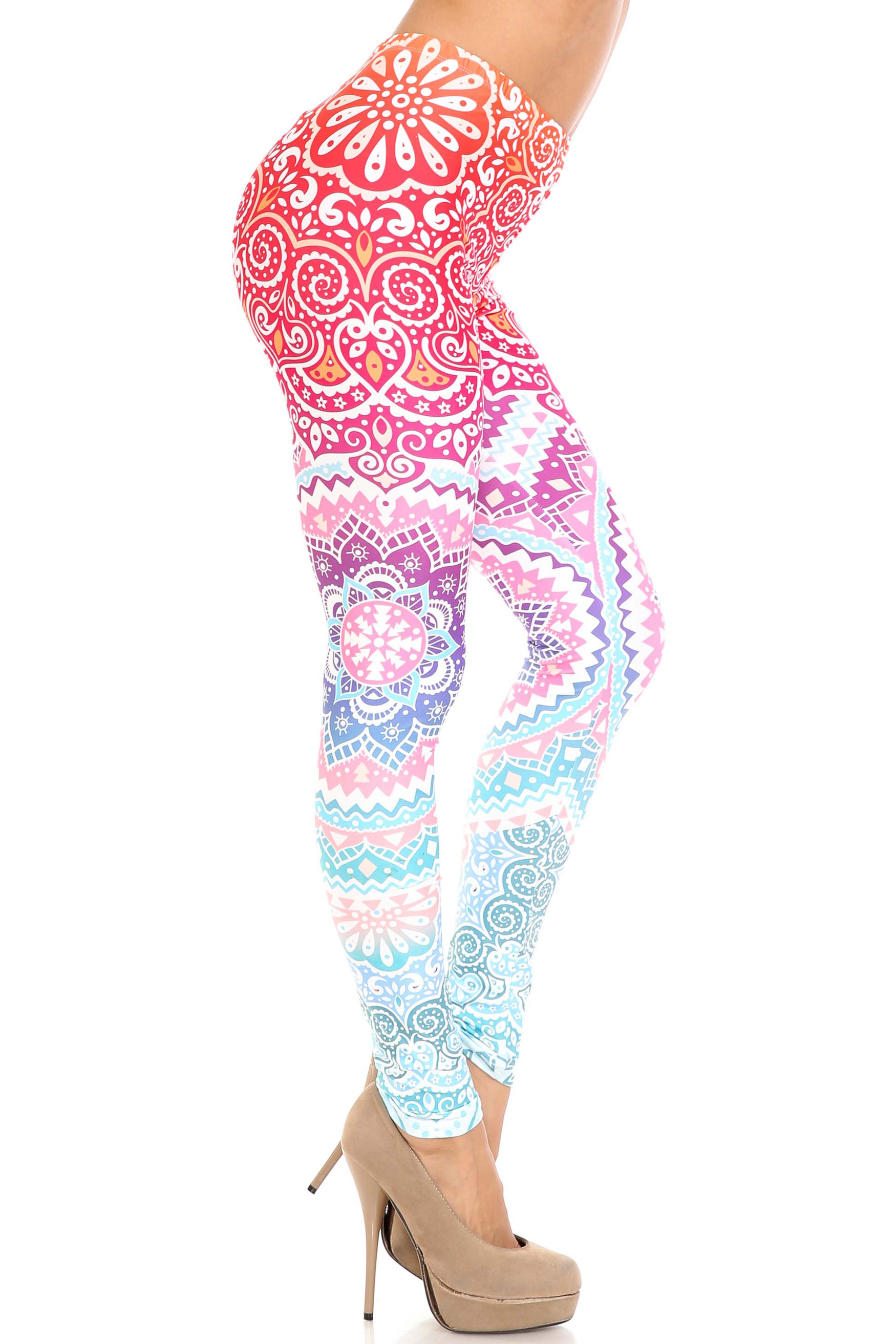 Creamy Soft Ombre Mandala Aztec Extra Plus Size Leggings - 3X-5X - USA Fashion™