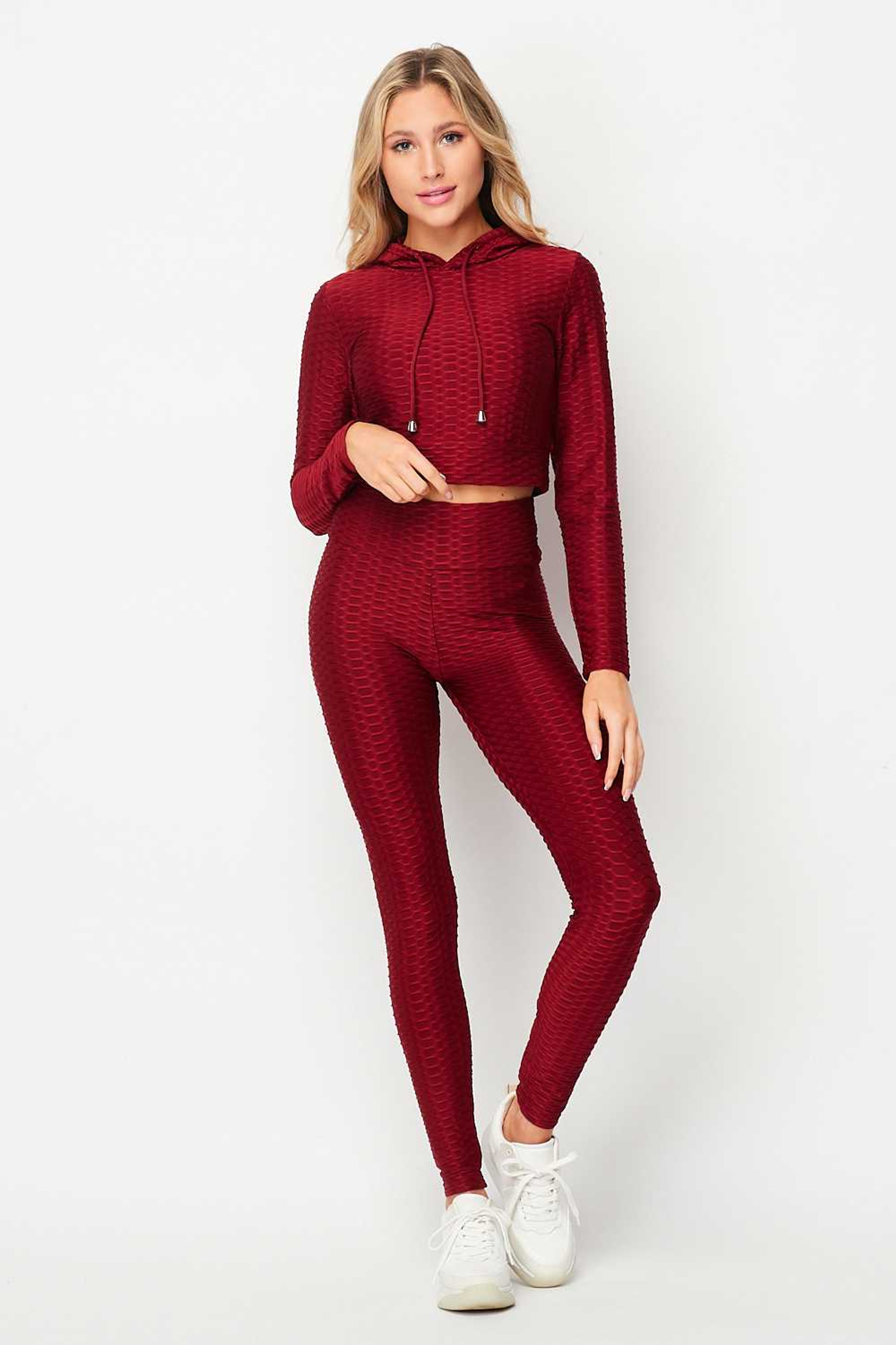 2 Piece Scrunch Butt Leggings and Cropped Hooded Jacket Set