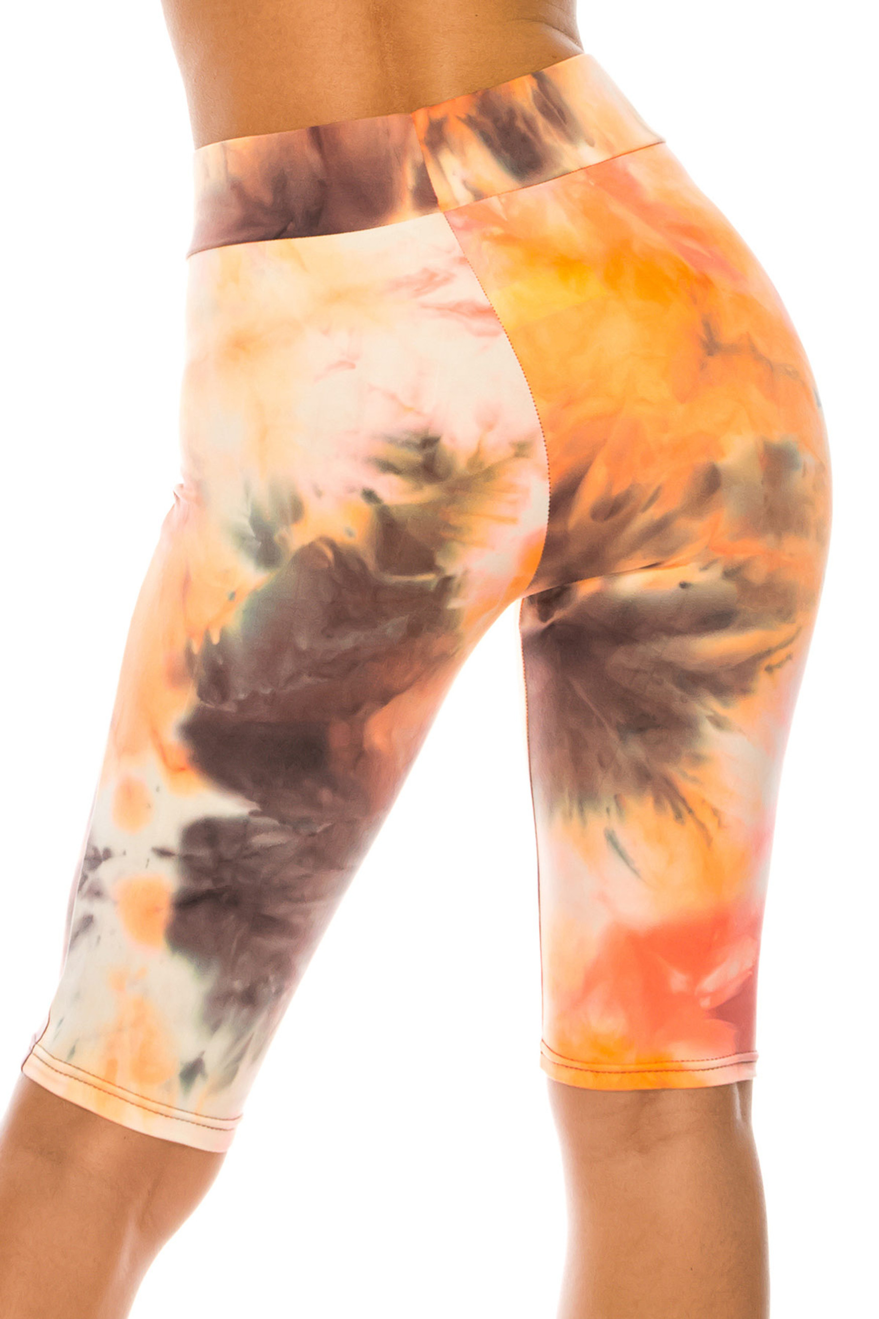 Buttery Smooth Creamsicle Tie Dye High Waisted Biker Shorts - 3 Inch Waist