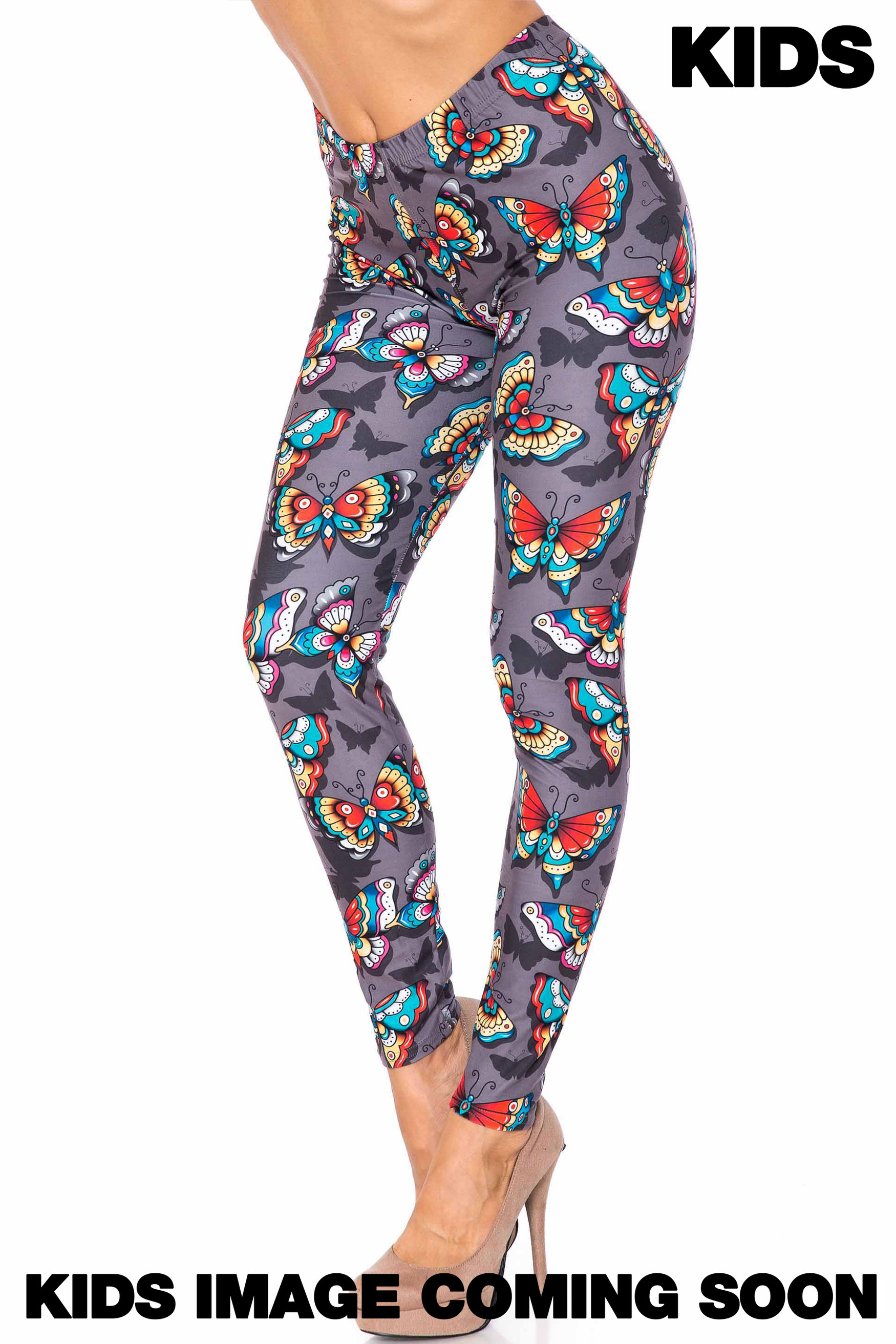 Creamy Soft Jewel Tone Butterfly Kids Leggings - USA Fashion™