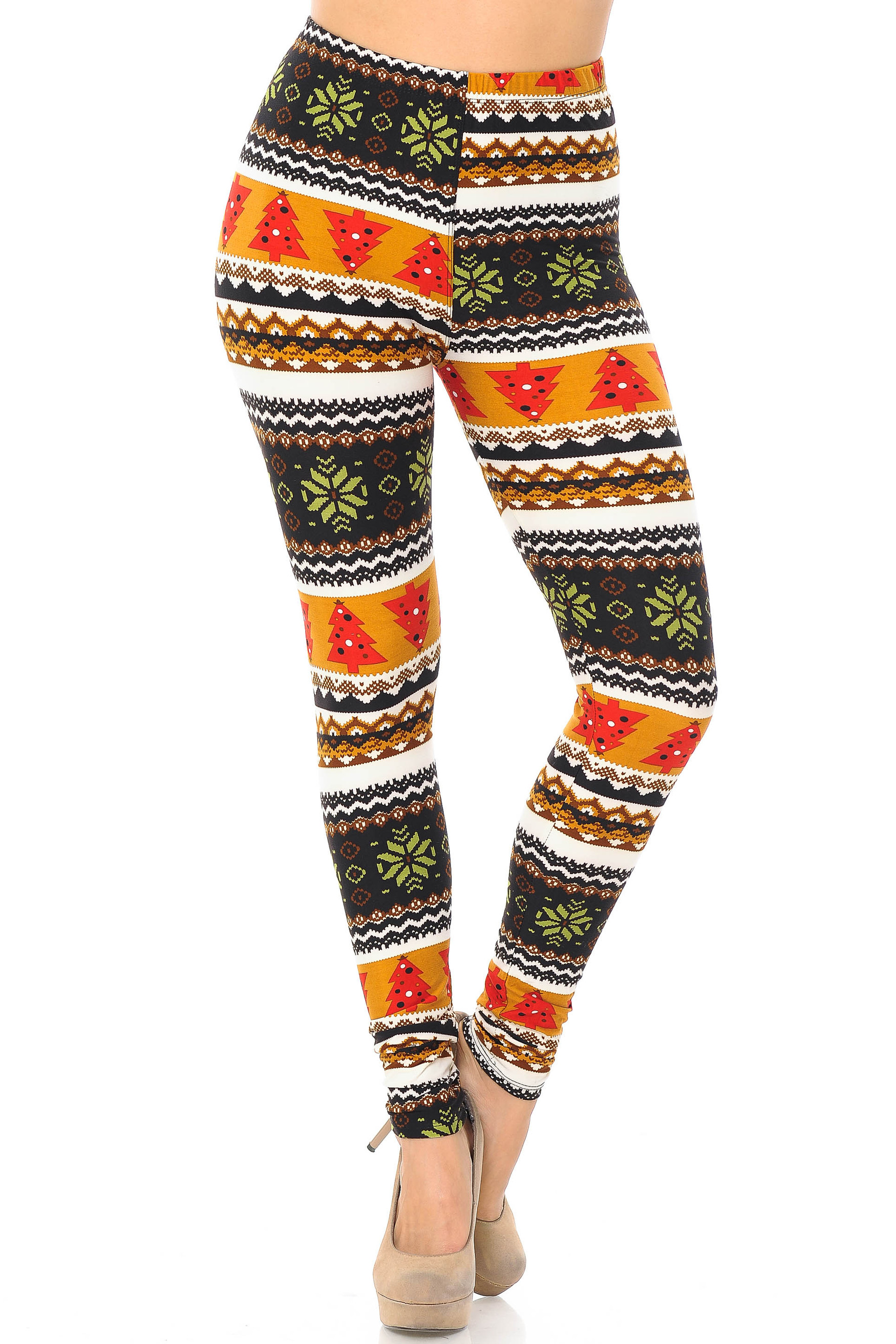 Buttery Soft Christmas Tree and Snowflake Plus Size Leggings