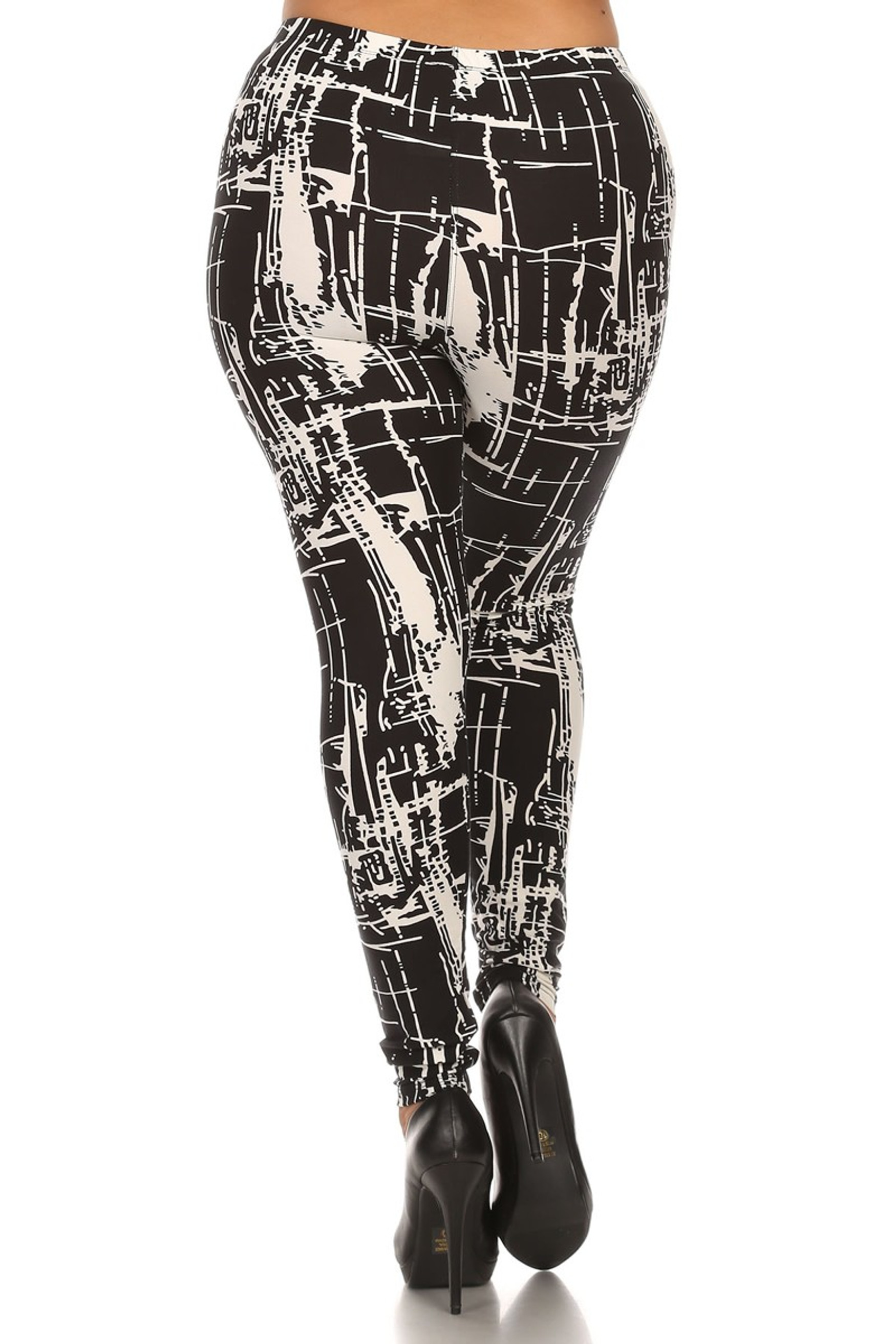 Buttery Soft Splattered Lines Extra Plus Size Leggings - 3X-5X