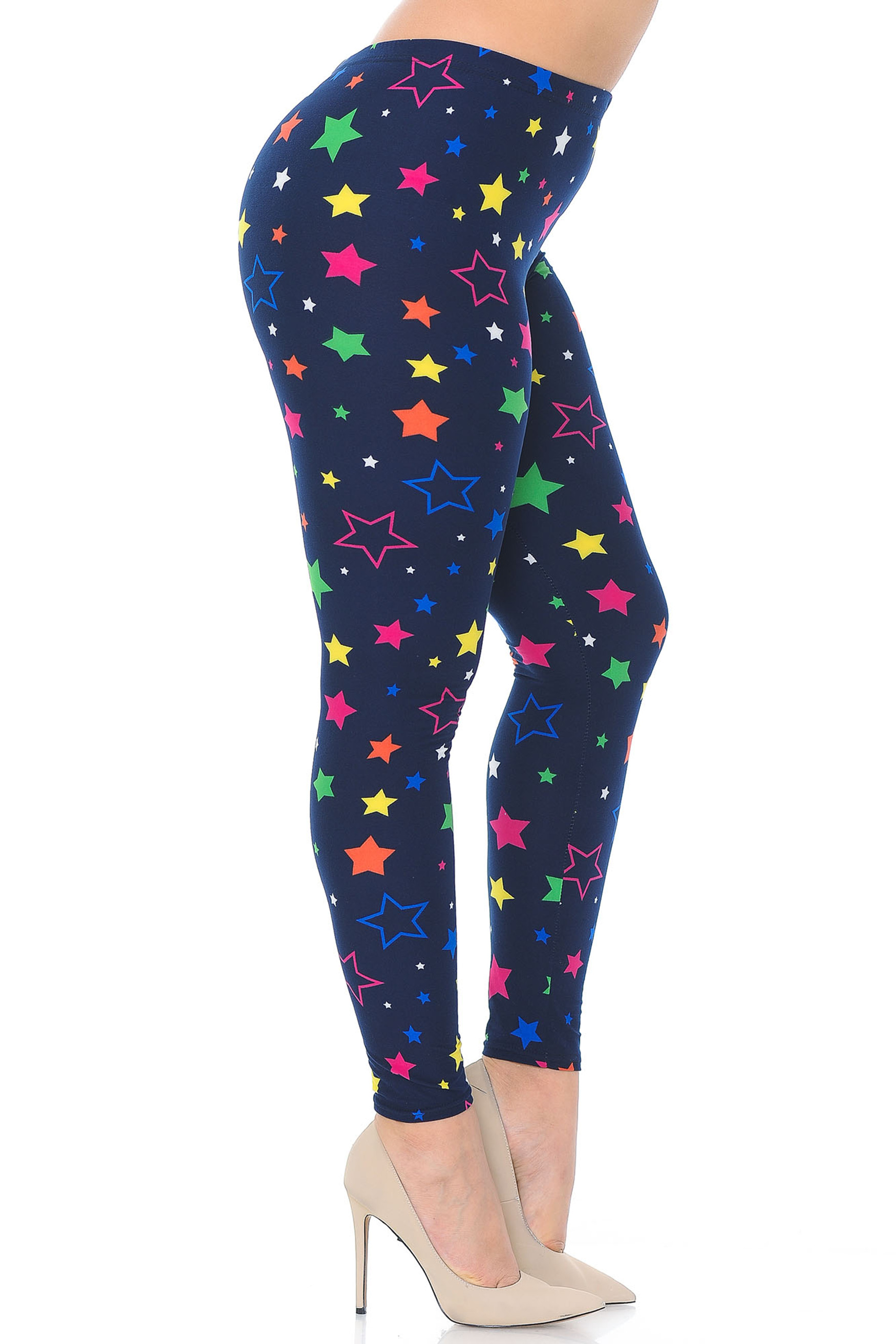 Buttery Soft Colorful Stars Plus Size Leggings