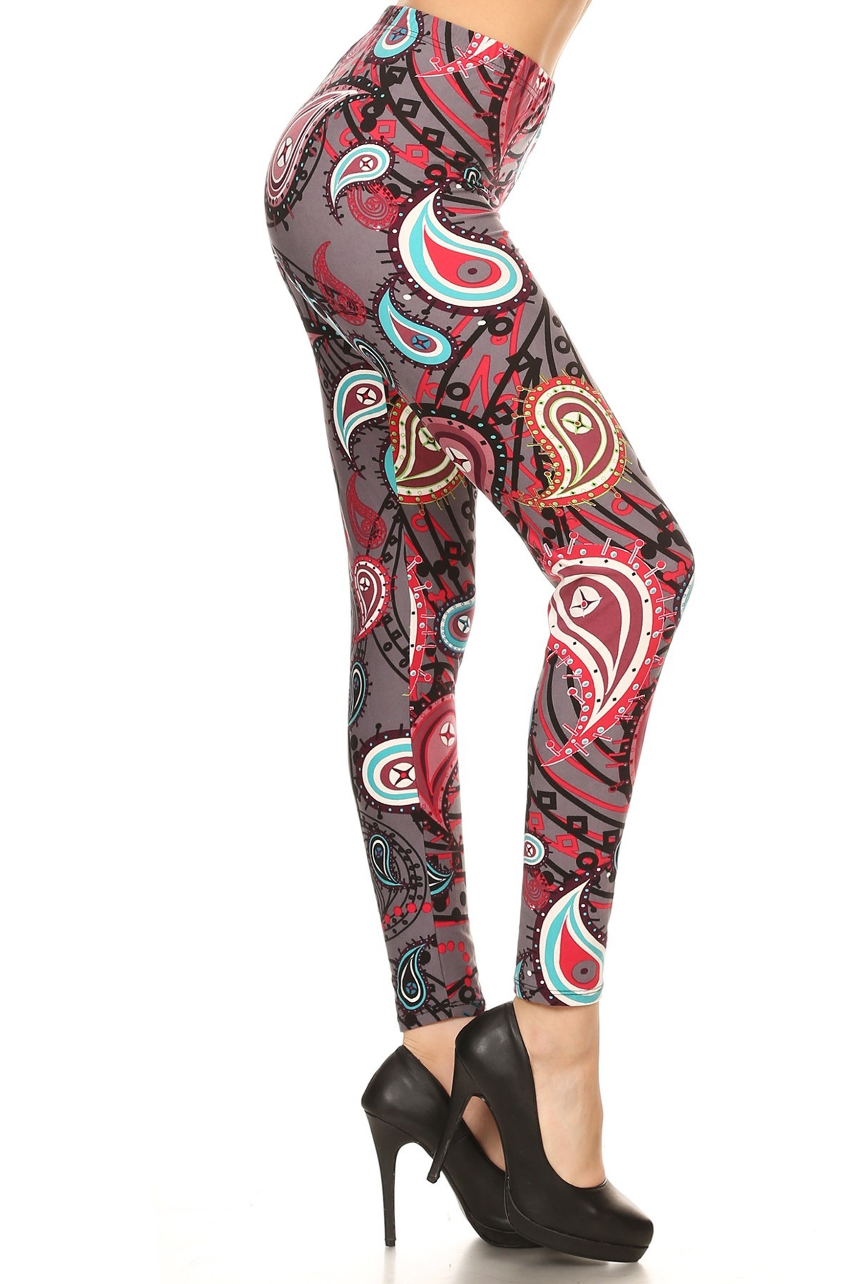 Buttery Smooth Jazzy Burgundy Paisley Leggings