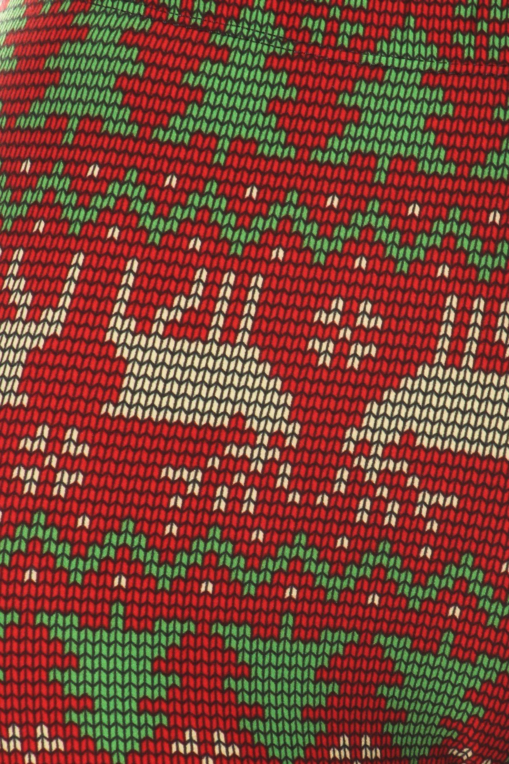 Brushed  Faux Knit Reindeer and Holiday Tree Leggings