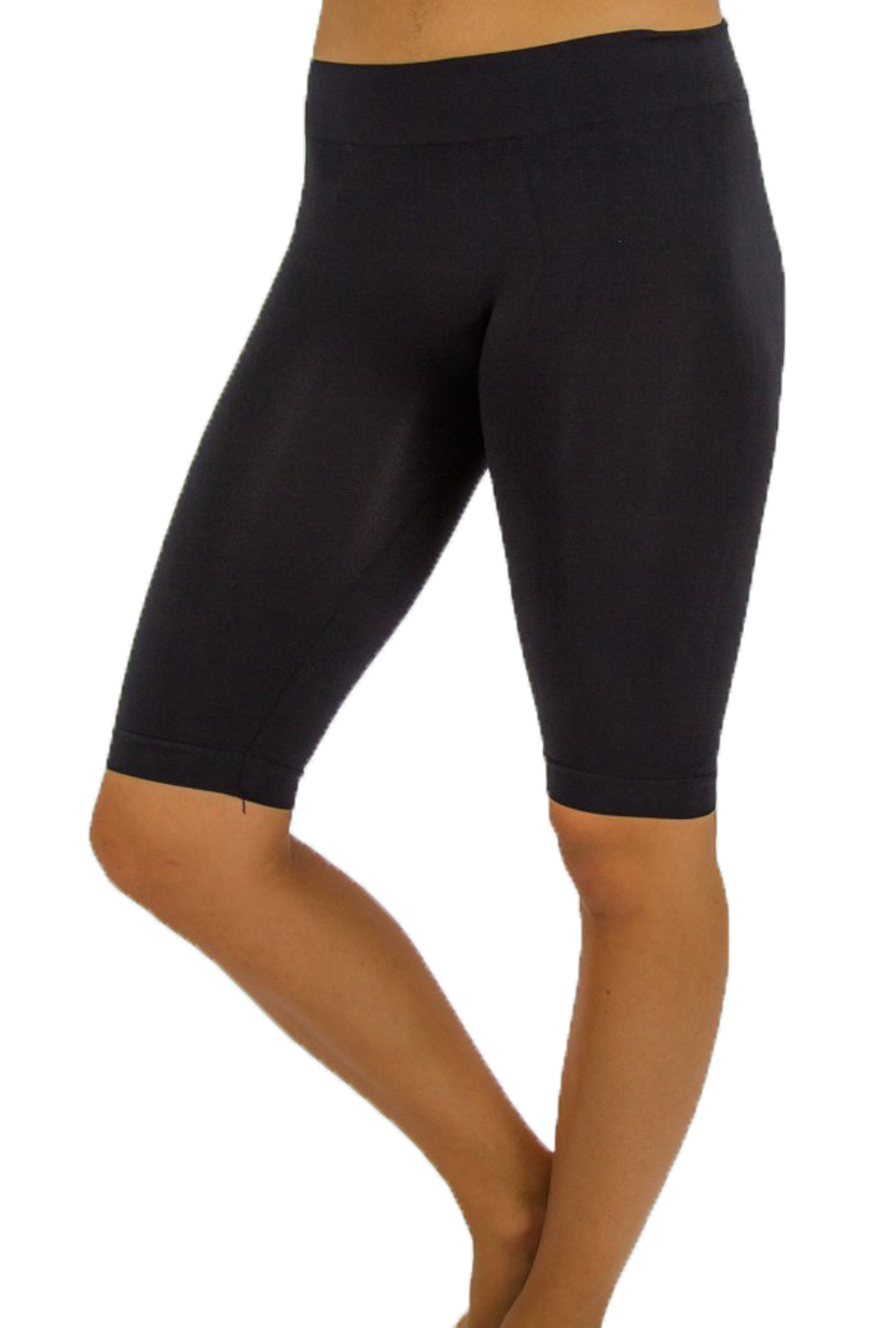 Black Basic Nylon Spandex Biker Shorts - Plus Size