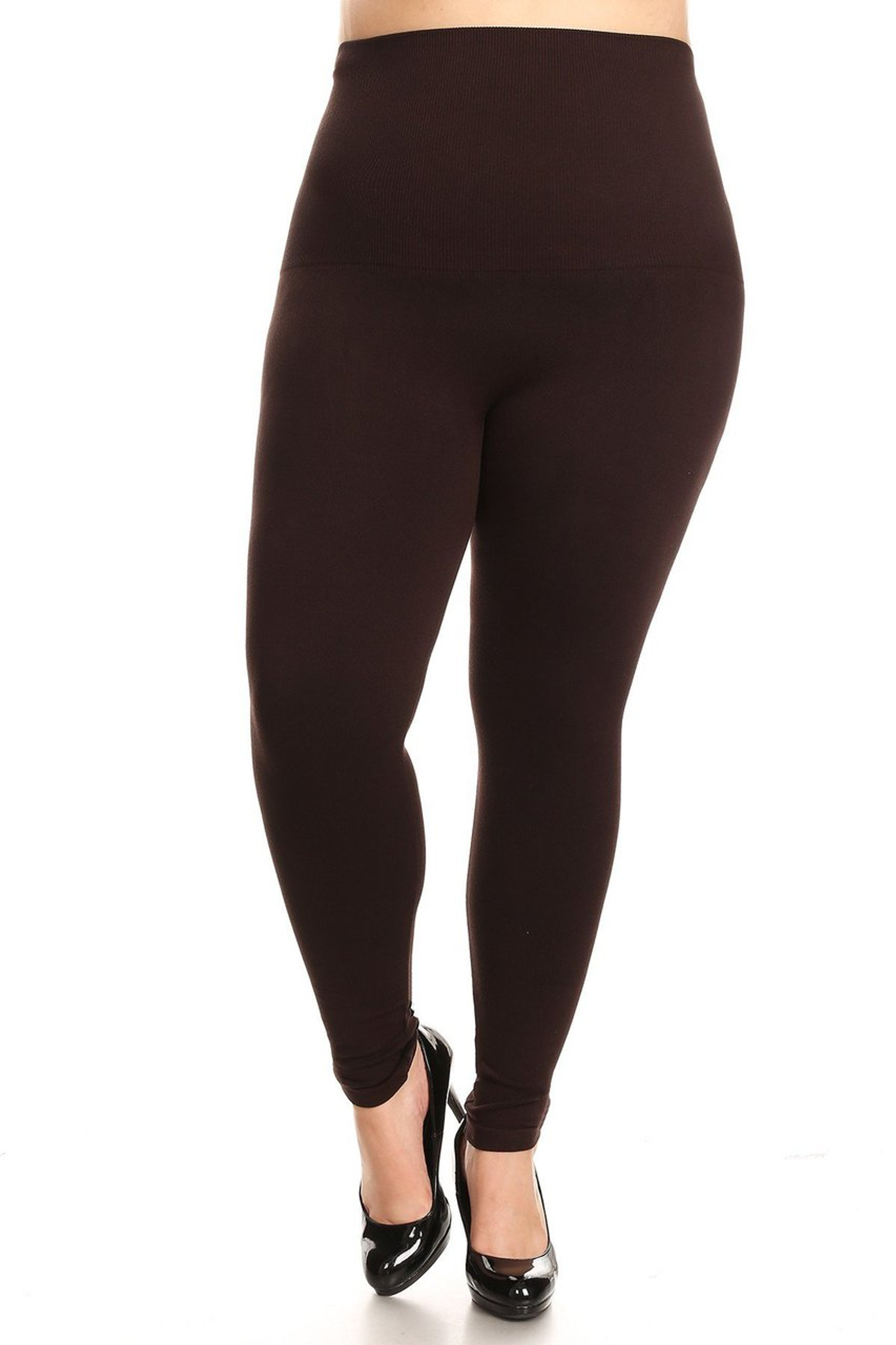 High Waist French Terry Compression Leggings - Plus Size