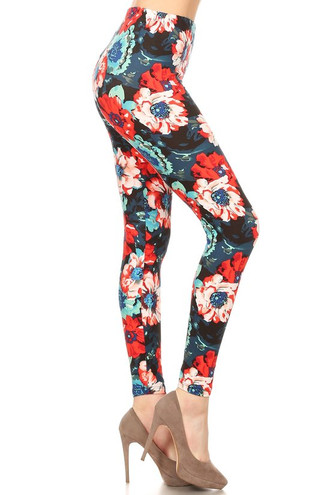 Soft Brushed Painted Floral Leggings