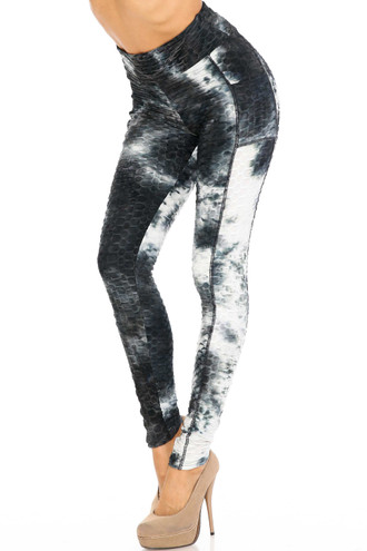 Premium Dalmatian Tie Dye Scrunch Butt Workout Leggings with Side Pockets