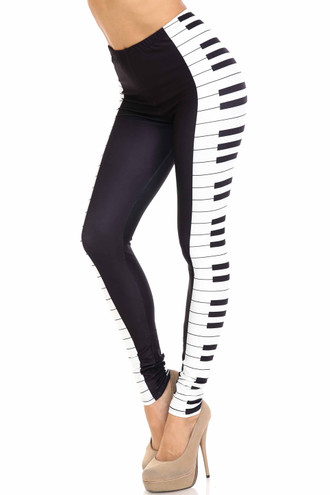 Creamy Soft Keys of the Piano Plus Size Leggings - USA Fashion™