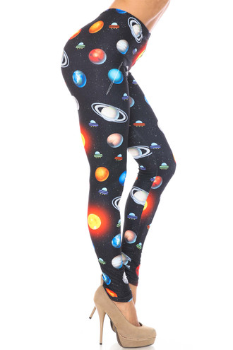 Creamy Soft Galaxy Planets Plus Size Leggings - USA Fashion™