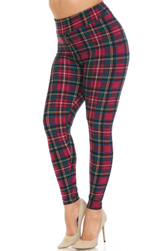Buttery Smooth Modish Plaid High Waisted Plus Size Leggings
