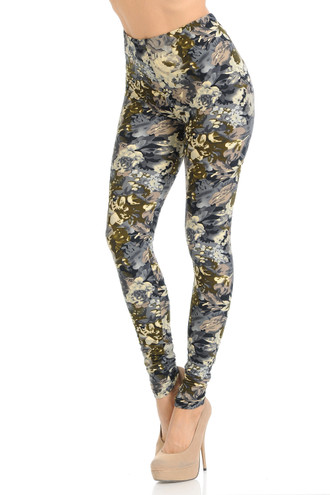 Buttery Smooth Earthen Watercolor Floral Leggings