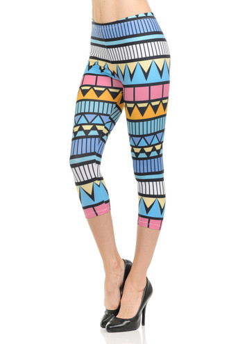 Brushed Graphic Print Summer Tribe Capris