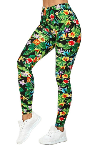 Buttery Soft Tropicana Floral Extra Plus Size Leggings - 3X-5X