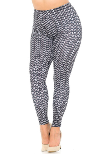 Double Brushed Chainmail Plus Size Leggings